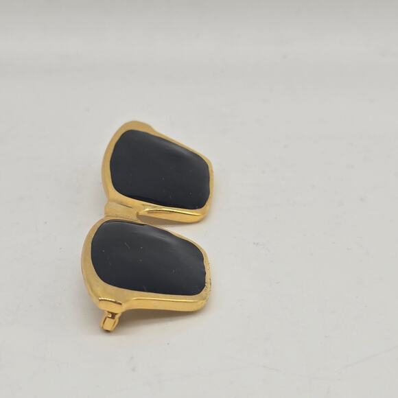 Vintage Black Enamel Sunglasses Brooch Pin Gold Tone Retro Classic - Picture 5 of 8